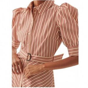 NWT EXQUISE Elaina Dress in Red Stripes Bone Tan, Women’s Sz 6